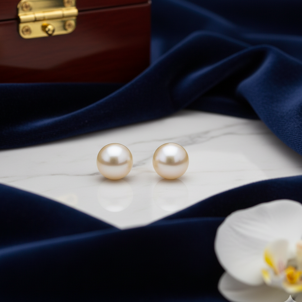Round Pearl Dangle Studs