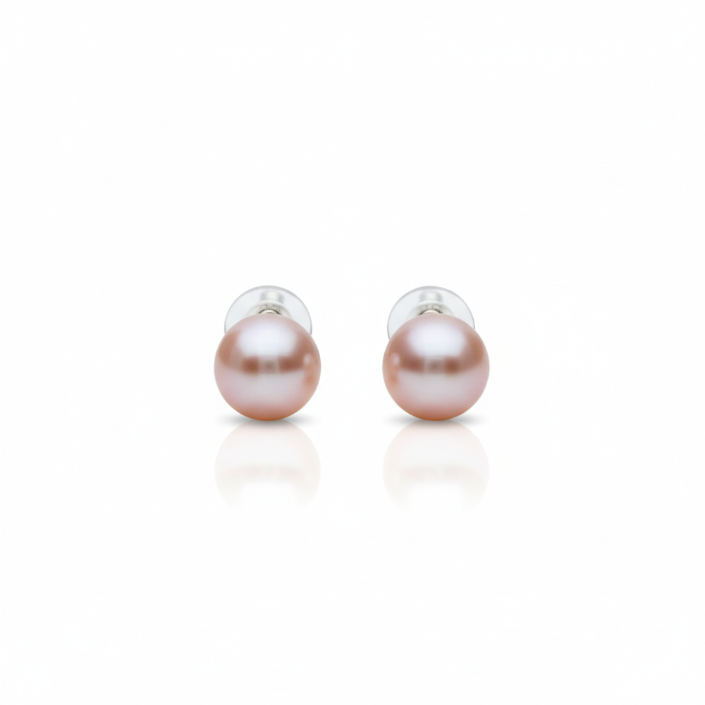 Feminine Rose Cultured Pearl Studs