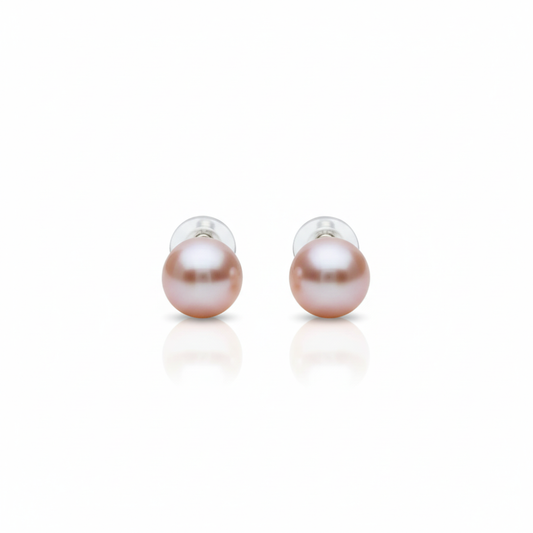 Feminine Rose Cultured Pearl Studs