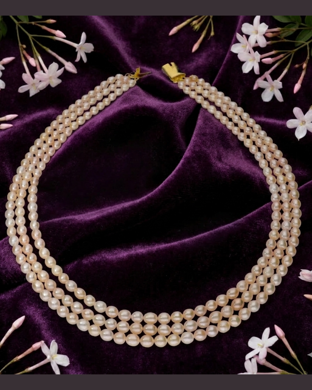 Triple Strand Pink Pearl Necklace