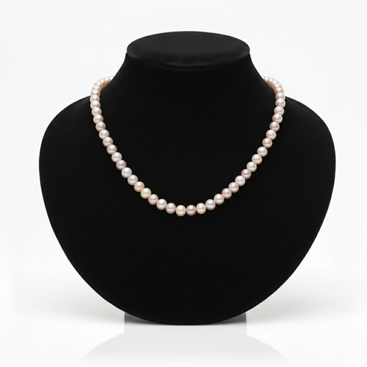 Rose Gold Tone Multi-Color Akoya Pearl Necklace