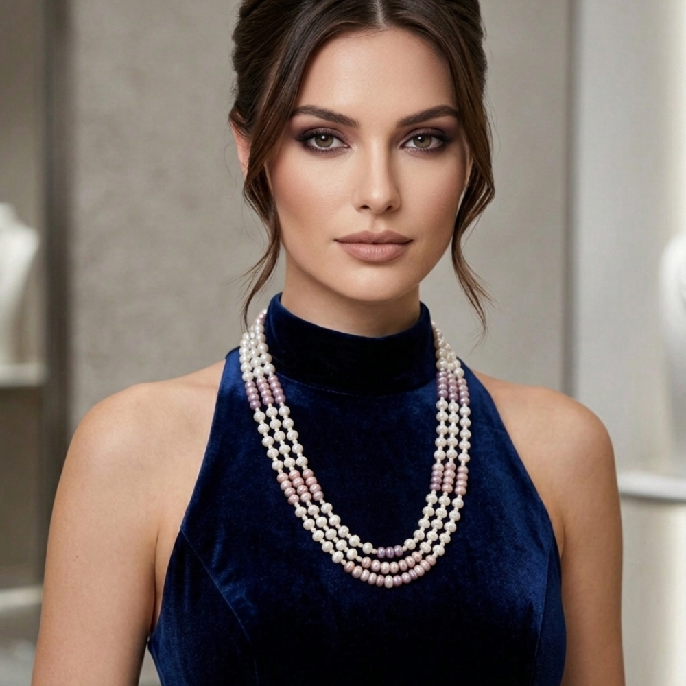 The Royal Elegant 3-Layered  Pearl Necklace