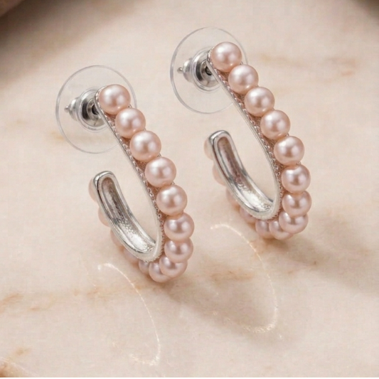 Elegant Pastel Pearl Hoop  Earrings for Women
