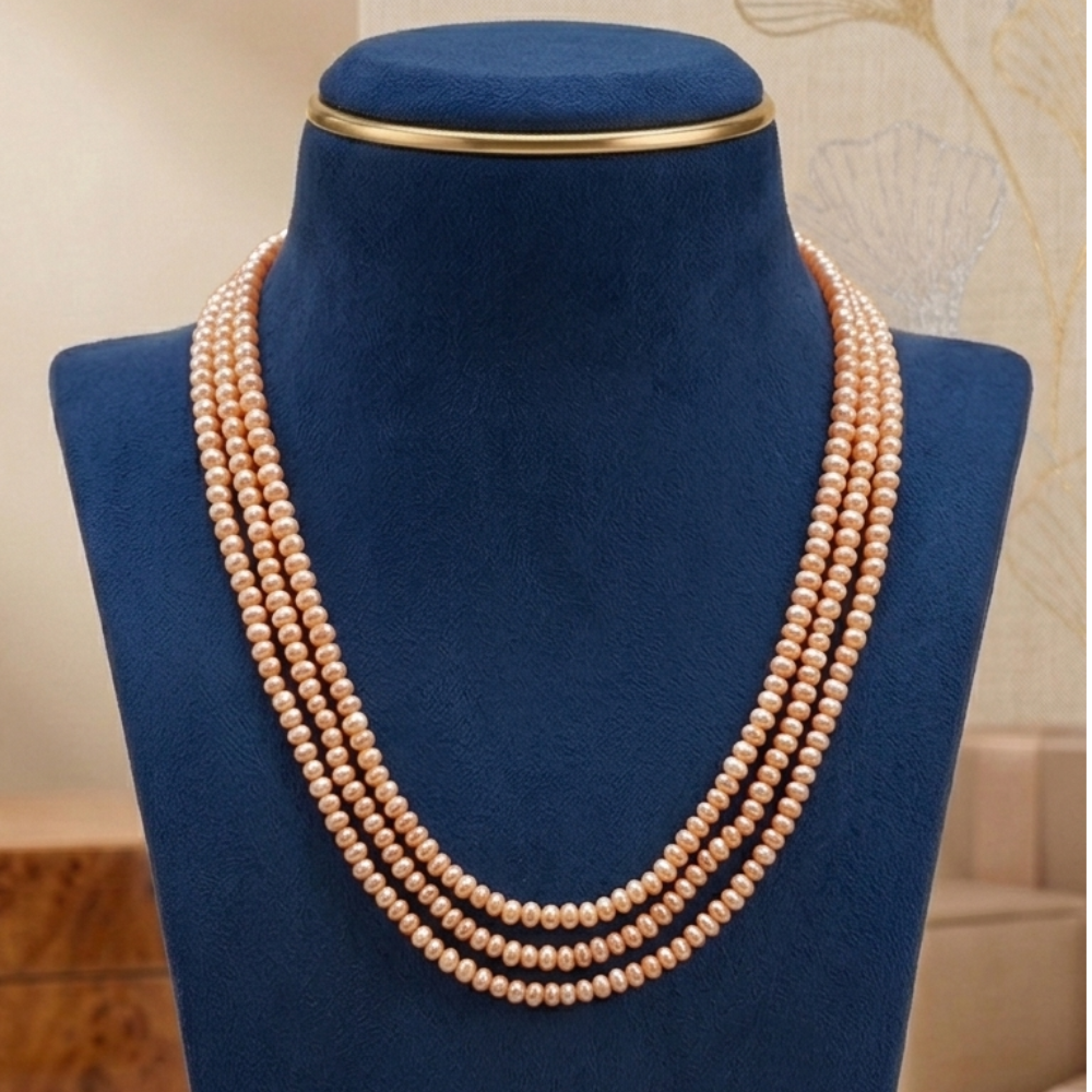 Peach Colour Pearl Necklace