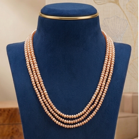 Peach Colour Pearl Necklace