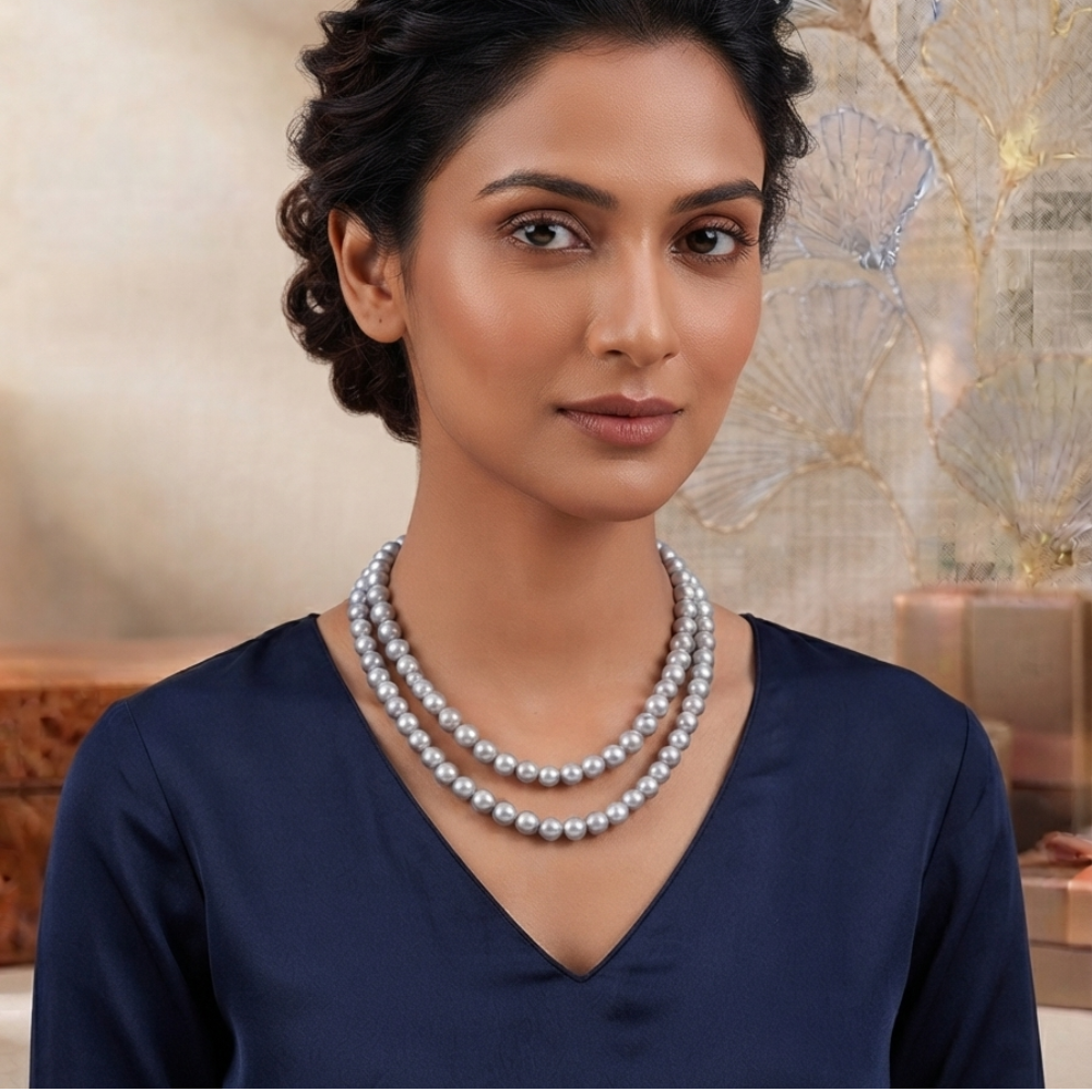 Grey Colour Pearl Necklace