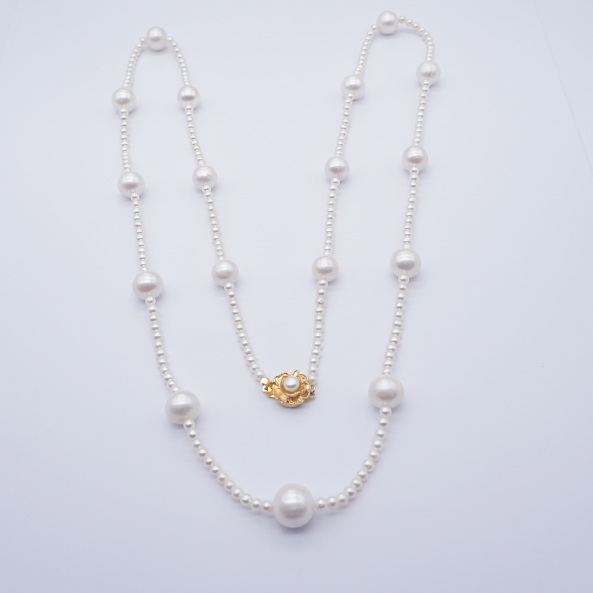 Fresh Water single line white colour pearls longmala