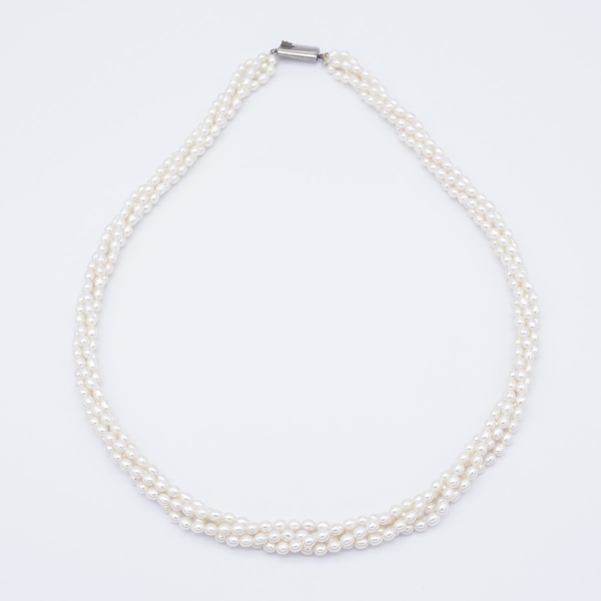 Fresh Water Four Lines White Ovel Pearl Necklace