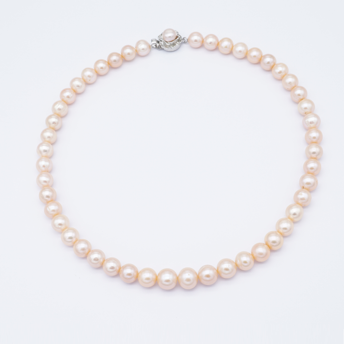 Fresh Water Single Line Pink Round Pearl Necklace
