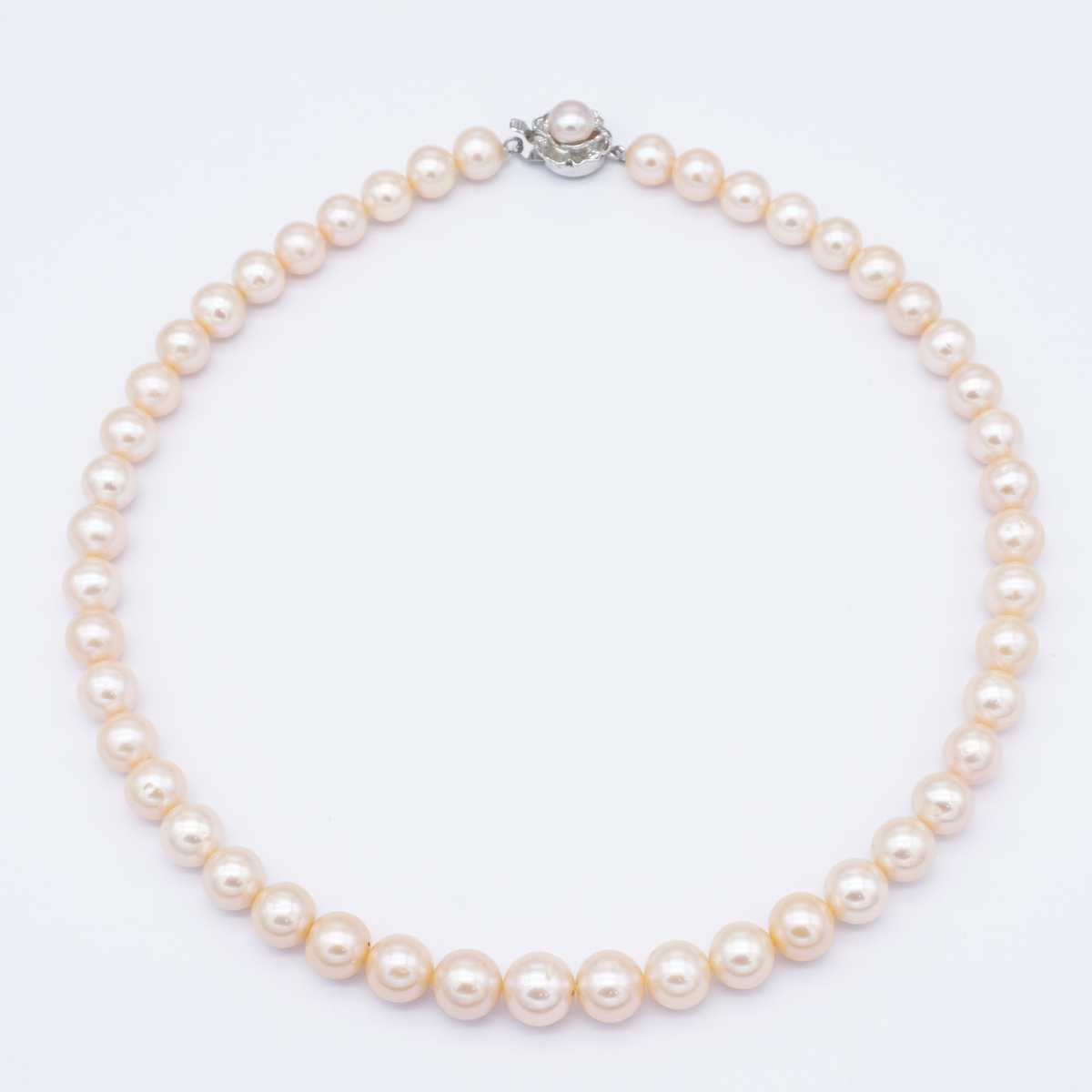 Fresh Water Single Lines Light Pink Round Pearl Necklace