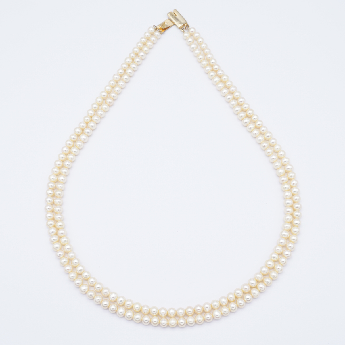 Fresh Water Two Lines Yellow Round Pearl Necklace