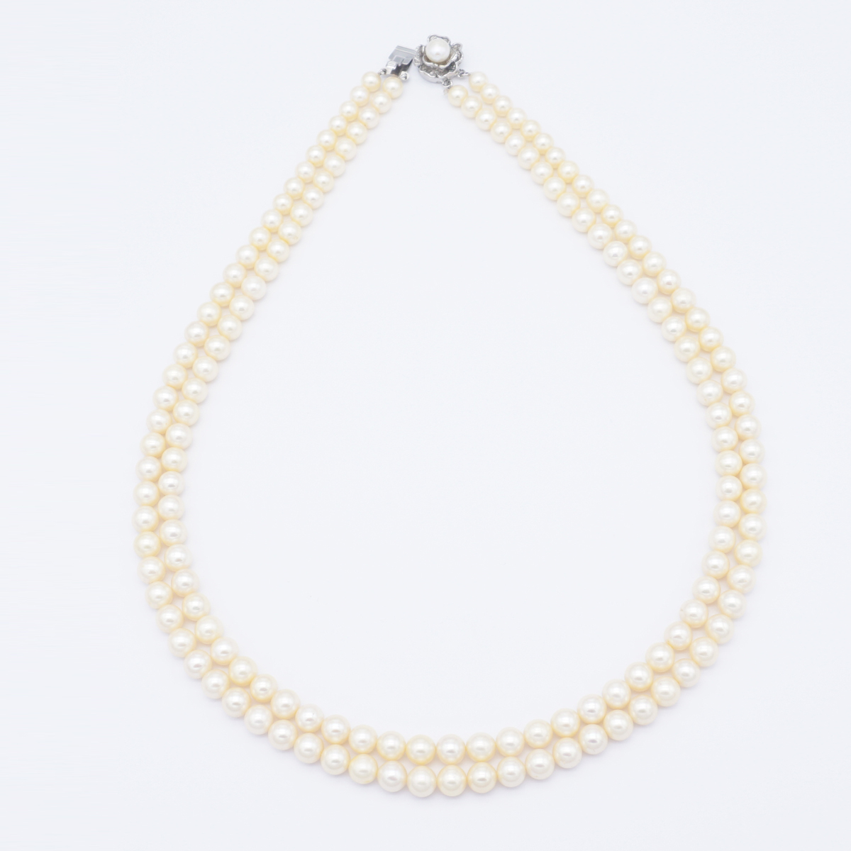 Fresh Water Two Lines Yellow Round Pearl Necklace