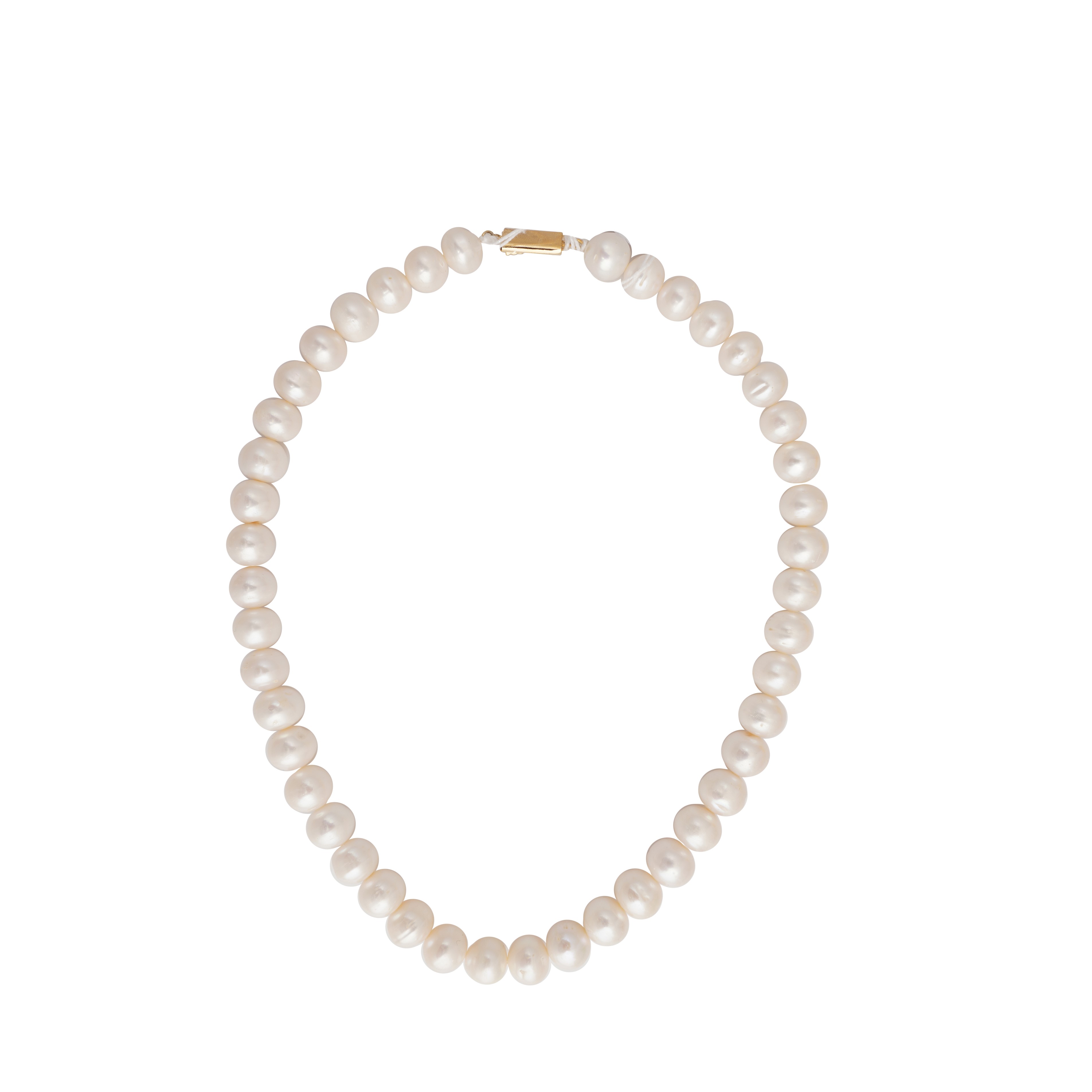 Fresh Water One Line White Round Pearl Necklace