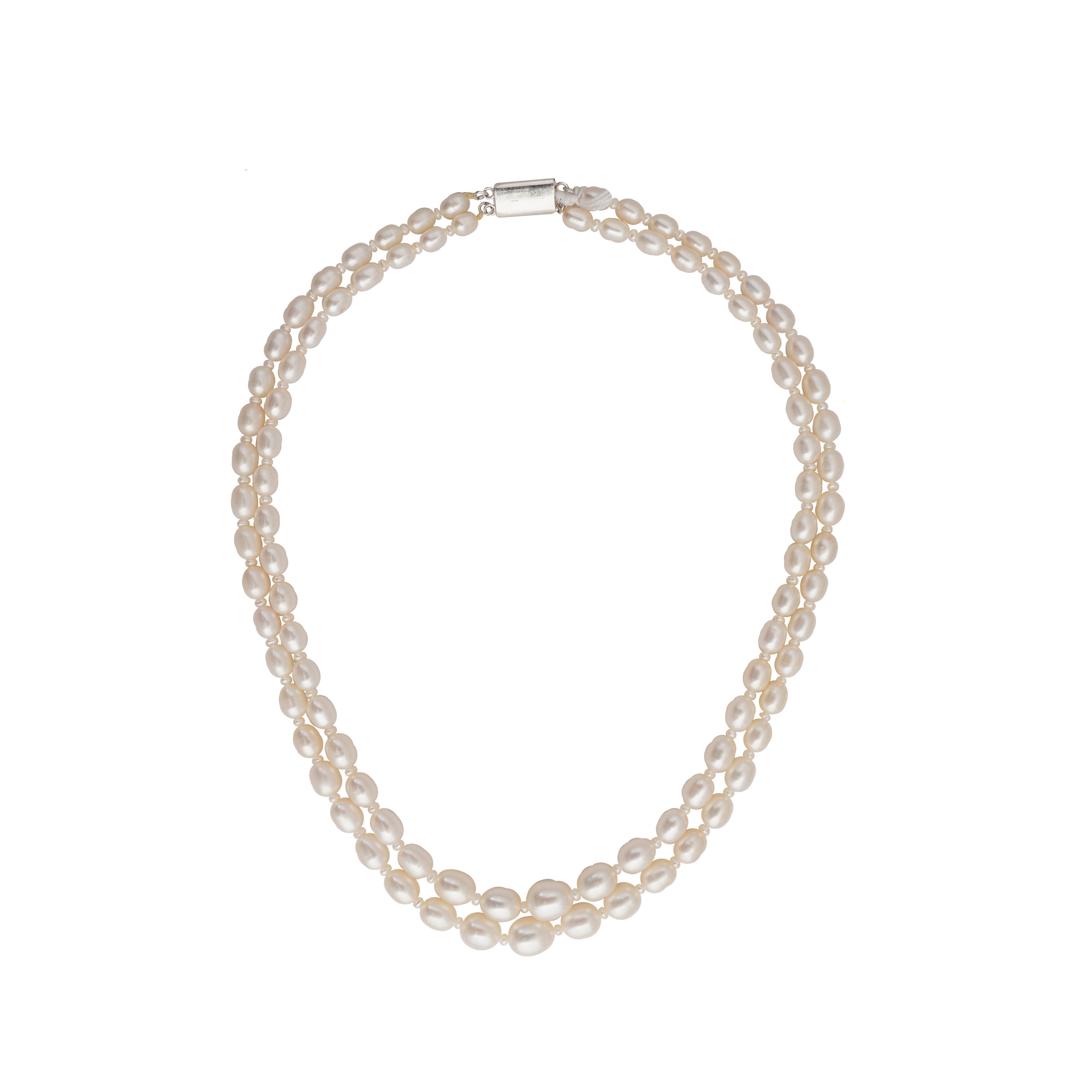 fresh water two lines white drop pearl necklace