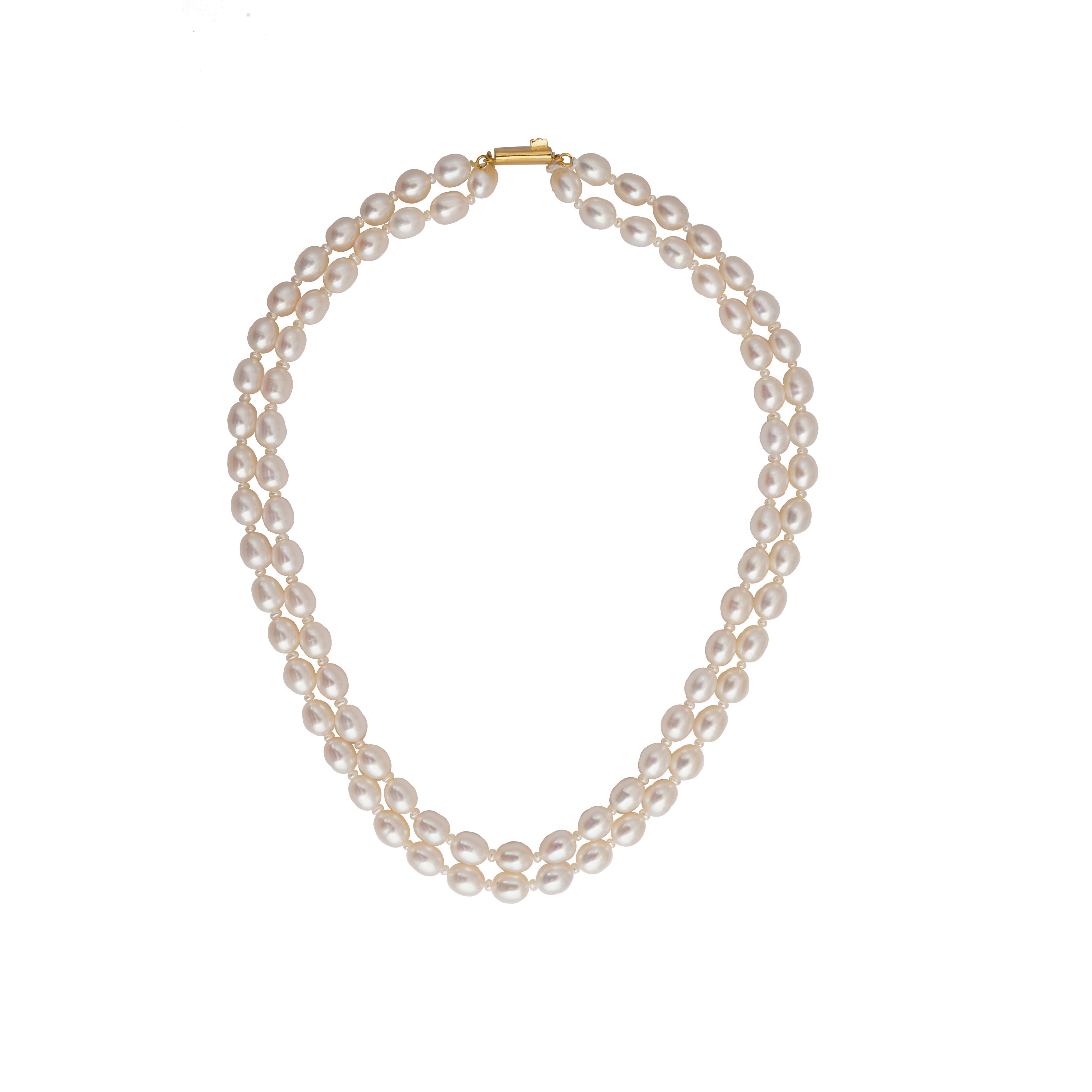 fresh water two lines white drop pearl necklace